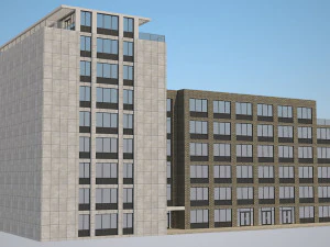 4 buildings set1 3D Model