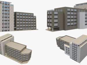 4 buildings set1 3D Model