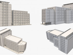 4 buildings set1 3D 모델