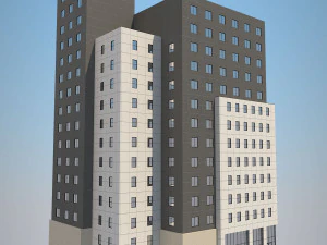 4 buildings set1 3D Model