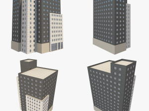 4 buildings set1 3D 모델