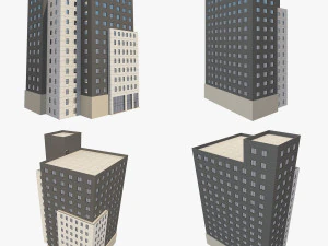 4 buildings set1 3D Model
