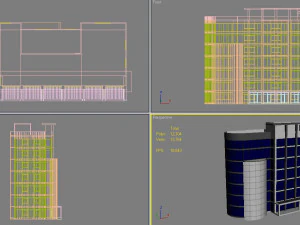 4 buildings set1 3D Model