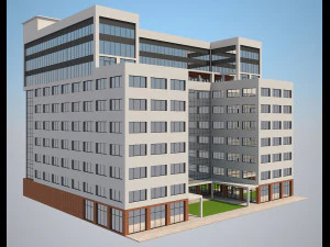 4 buildings set1 3D Model