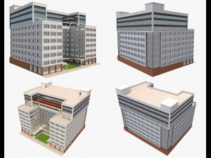 4 buildings set1 3D 모델
