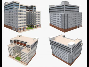4 buildings set1 3D Model