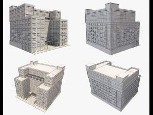 4 buildings set1 3D 모델