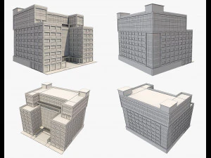 4 buildings set1 3D Model