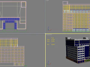4 buildings set1 3D Model