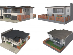4 modern houses set2 Modelo 3D