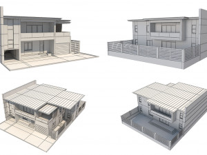 4 modern houses set2 Modelo 3D
