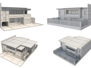 4 modern houses set2 3D Model