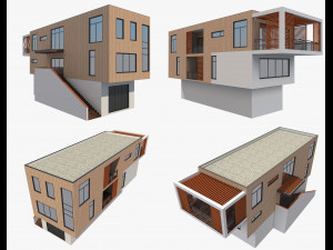 4 modern houses set2 Modelo 3D