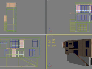 4 modern houses set2 3D Model