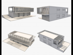 4 modern houses set2 Modelo 3D