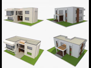 4 modern houses set2 3D Model