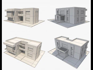 4 modern houses set2 3D Model