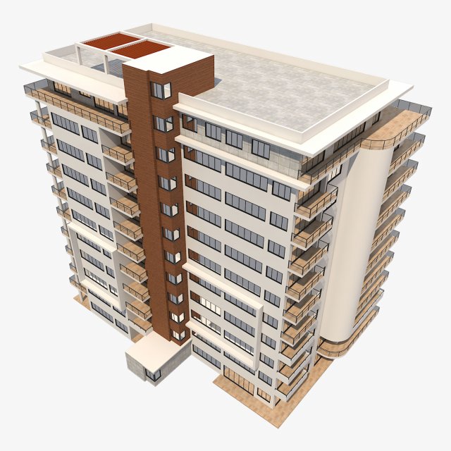 apartment building6 3D Model .c4d .max .obj .3ds .fbx .stl .blend 