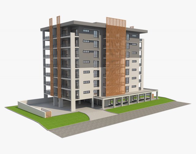 apartment building 8 3D Model .c4d .max .obj .3ds .fbx .stl .blend 