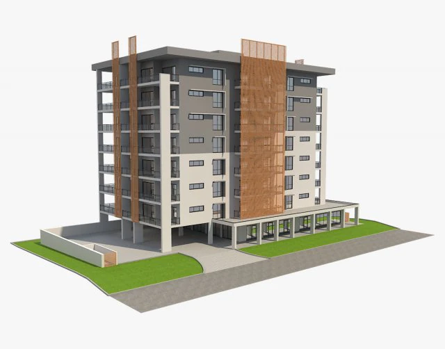 apartment building 8 3D Model .c4d .max .obj .3ds .fbx .stl .blend 