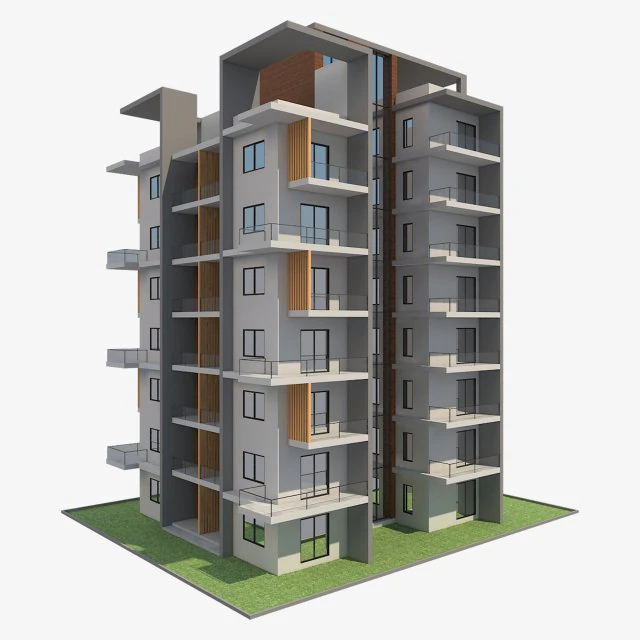 apartment building9 3D Model .c4d .max .obj .3ds .fbx .stl .blend 