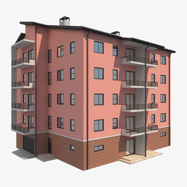 apartment building10 3D Model .c4d .max .obj .3ds .fbx .stl .blend 