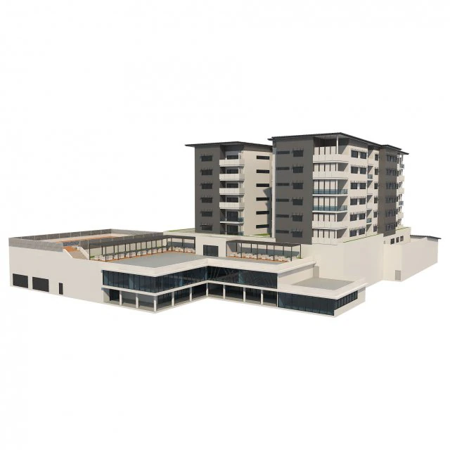 hotel building 1 3D Model .c4d .max .obj .3ds .fbx .stl .blend 