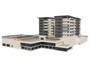 호텔 건물 1 3D 모델