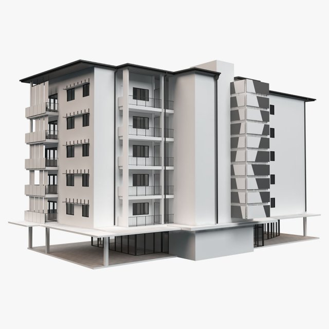 apartment building 18 Modelo 3D .c4d .max .obj .3ds .fbx .stl .blend 