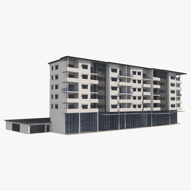 apartment building 19 3D Model .c4d .max .obj .3ds .fbx .stl .blend 