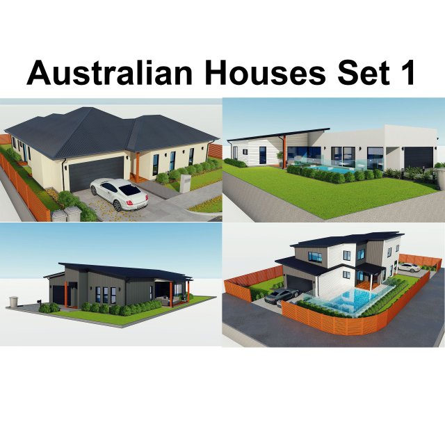 australian houses set 1 Modelo 3D .c4d .max .obj .3ds .fbx .stl .blend 