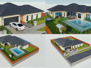 australian houses set 1 3D Model