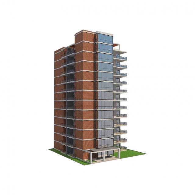 apartment building 12 3D 모델 .c4d .max .obj .3ds .fbx .stl .blend