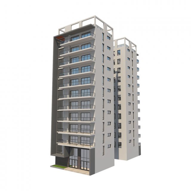 apartment building 13 Model 3D .c4d .max .obj .3ds .fbx .stl .blend 
