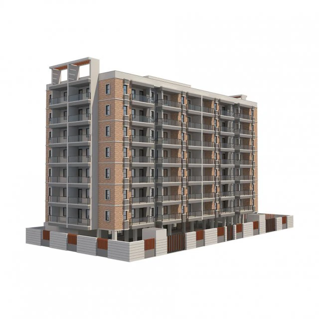apartment building 14 3D Model .c4d .max .obj .3ds .fbx .stl .blend 
