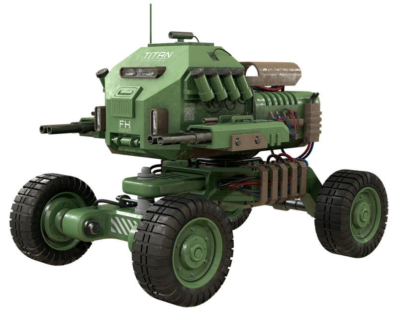 UGV Concept-1-Green 3D Model .c4d .max .obj .3ds .fbx .stl .blend