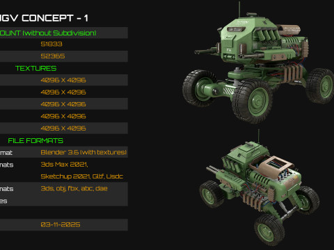 UGV Concept-1-Green 3D Model