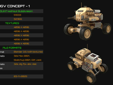 Conceito UGV1Deserto Modelo 3D