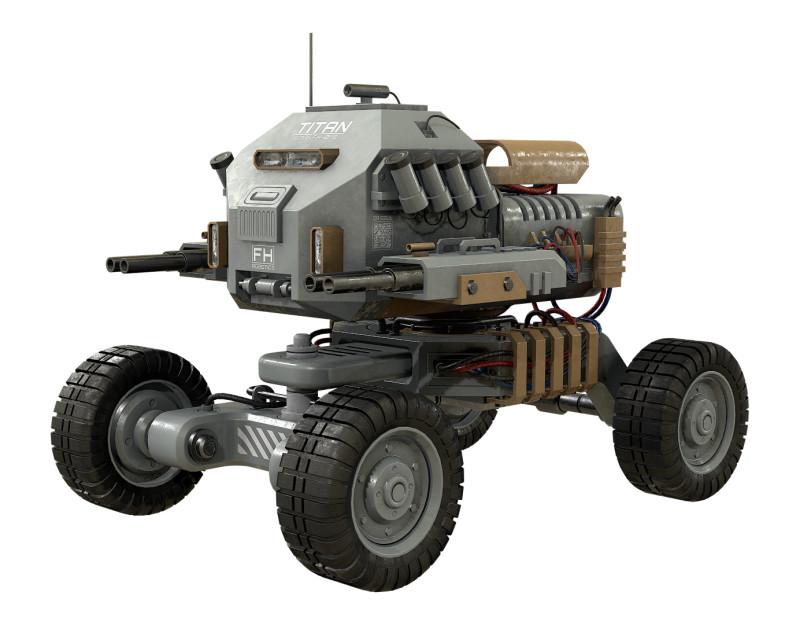UGV Concept1Grey 3D Модель .c4d .max .obj .3ds .fbx .stl .blend 
