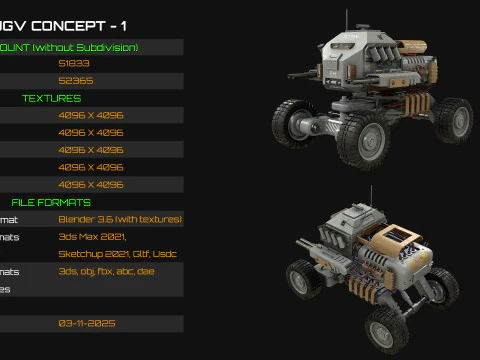 UGV Concept1Grey Modello 3D
