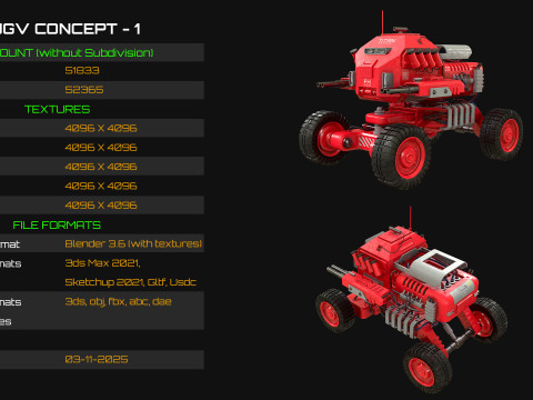 UGV Concept1Red 3D Modell