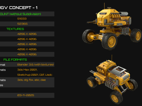 Concepto UGV1Amarillo Modelo 3D