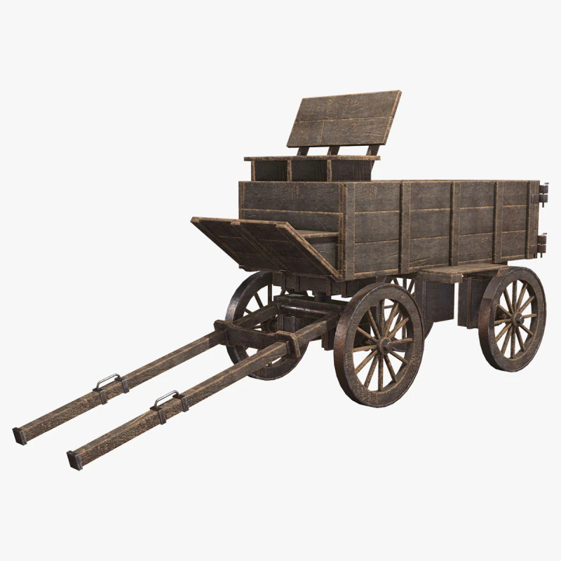 Medieval Wooden Cart 3 3D Model .c4d .max .obj .3ds .fbx .stl .blend 