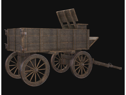 Середньовічний дерев'яний візок 3 3D Модель