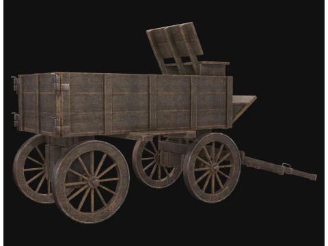 Medieval Wooden Cart 3 3D Model