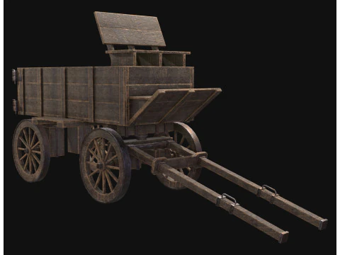 Medieval Wooden Cart 3 3D Model