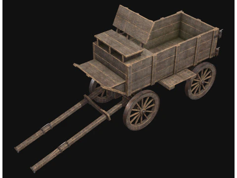 Medieval Wooden Cart 3 3D Model