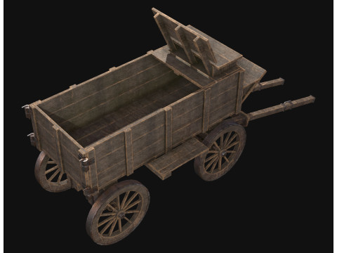 Середньовічний дерев'яний візок 3 3D Модель