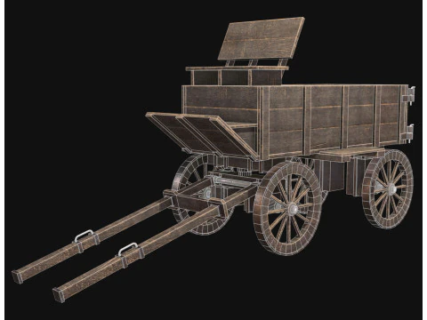 Medieval Wooden Cart 3 3D Model