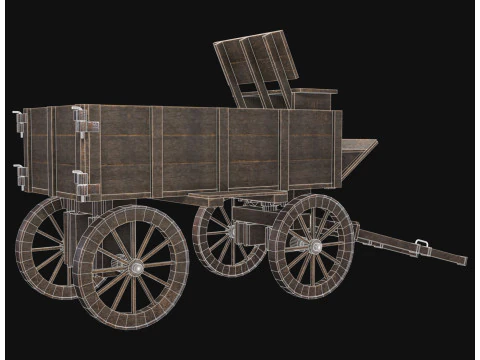 Medieval Wooden Cart 3 3D Model
